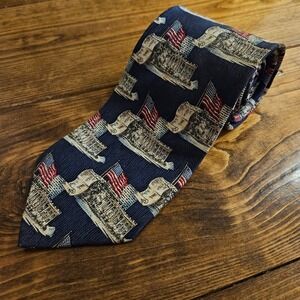Vintage 1997 "Quote Me" Franklin D. Roosevelt Silk Tie – Patriotic USA Flag